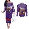 Personalised Fremantle Dockers ANZAC Couples Matching Off The Shoulder Long Sleeve Dress and Long Sleeve Button Shirt Military Remembrance Australian Football Mascot Camouflage