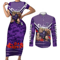 Personalised Fremantle Dockers ANZAC Couples Matching Short Sleeve Bodycon Dress and Long Sleeve Button Shirt Military Remembrance Australian Football Mascot Camouflage