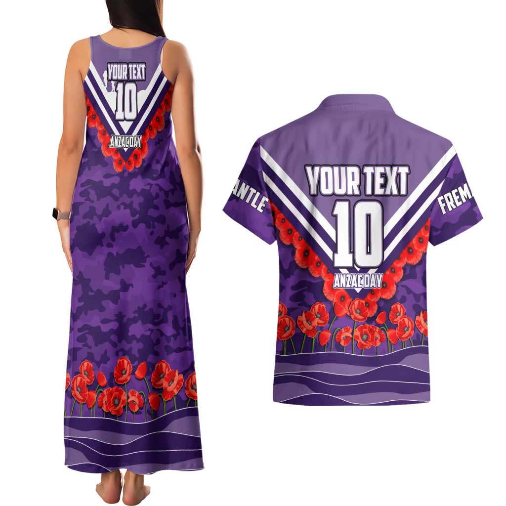 Personalised Fremantle Dockers ANZAC Couples Matching Tank Maxi Dress and Hawaiian Shirt Military Remembrance Australian Football Mascot Camouflage