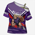 Personalised Fremantle Dockers ANZAC Cross Shoulder Shirt Military Remembrance Australian Football Mascot Camouflage