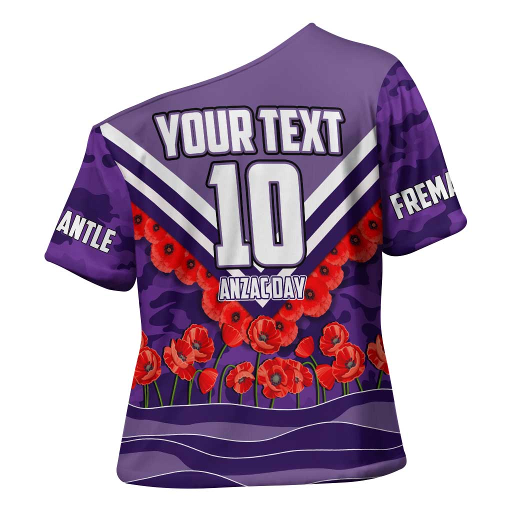 Personalised Fremantle Dockers ANZAC Cross Shoulder Shirt Military Remembrance Australian Football Mascot Camouflage