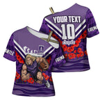 Personalised Fremantle Dockers ANZAC Cross Shoulder Shirt Military Remembrance Australian Football Mascot Camouflage