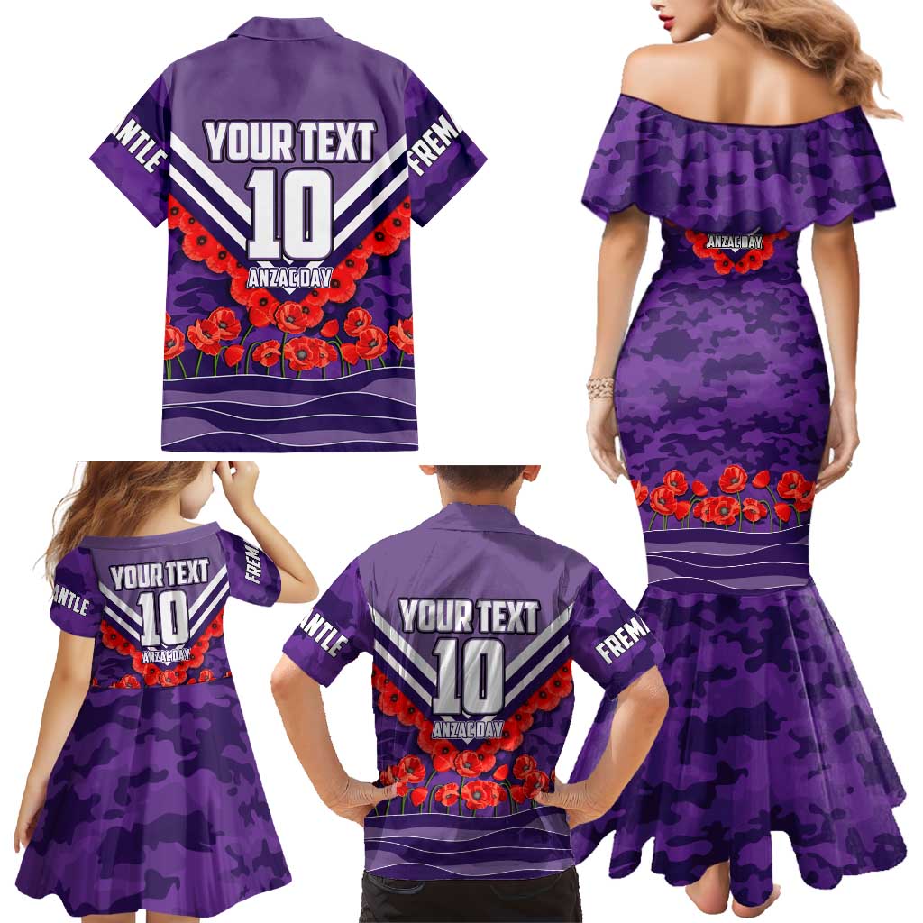 Personalised Fremantle Dockers ANZAC Family Matching Mermaid Dress and Hawaiian Shirt Military Remembrance Australian Football Mascot Camouflage