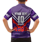 Personalised Fremantle Dockers ANZAC Family Matching Off Shoulder Maxi Dress and Hawaiian Shirt Military Remembrance Australian Football Mascot Camouflage