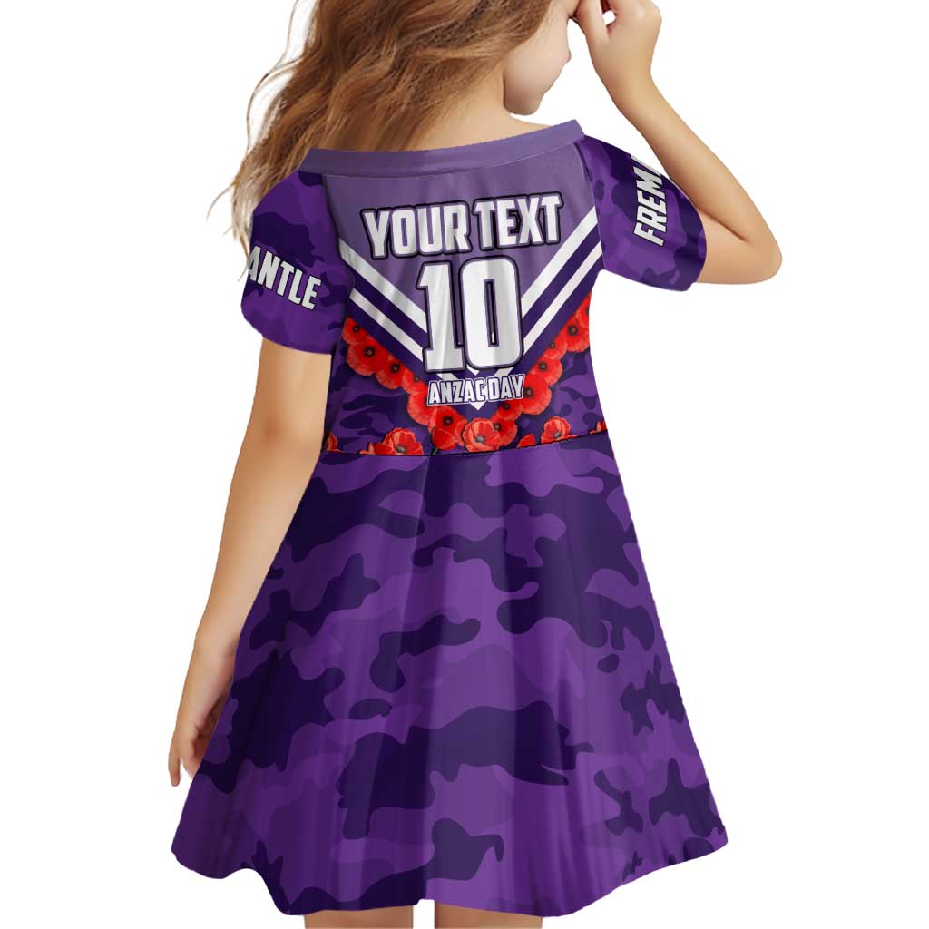 Personalised Fremantle Dockers ANZAC Family Matching Off Shoulder Maxi Dress and Hawaiian Shirt Military Remembrance Australian Football Mascot Camouflage