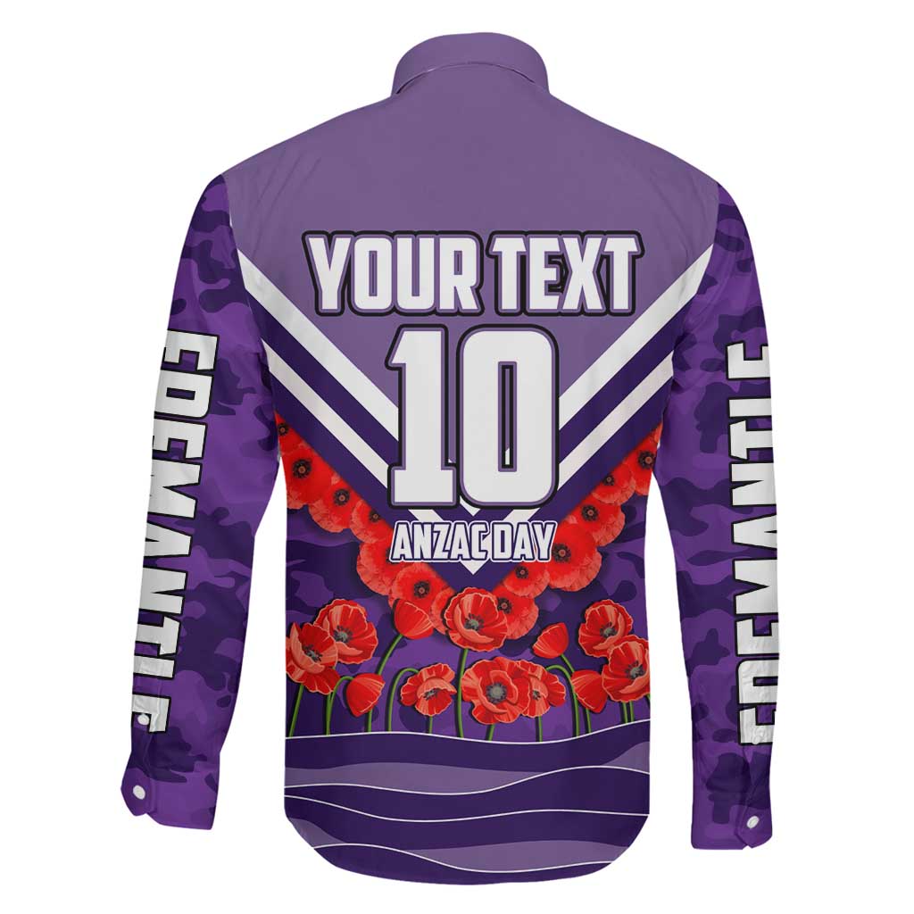 Personalised Fremantle Dockers ANZAC Family Matching Off Shoulder Maxi Dress and Hawaiian Shirt Military Remembrance Australian Football Mascot Camouflage