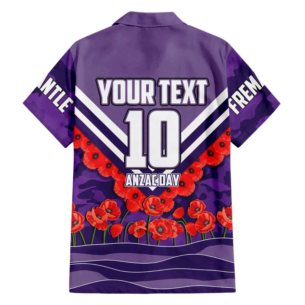 Personalised Fremantle Dockers ANZAC Family Matching Short Sleeve Bodycon Dress and Hawaiian Shirt Military Remembrance Australian Football Mascot Camouflage