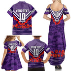 Personalised Fremantle Dockers ANZAC Family Matching Summer Maxi Dress and Hawaiian Shirt Military Remembrance Australian Football Mascot Camouflage