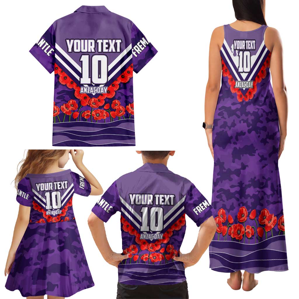 Personalised Fremantle Dockers ANZAC Family Matching Tank Maxi Dress and Hawaiian Shirt Military Remembrance Australian Football Mascot Camouflage