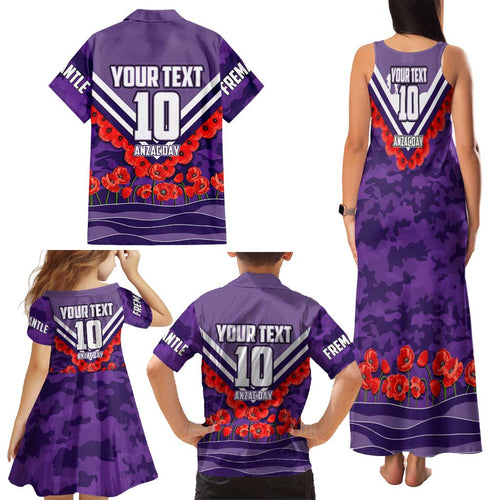 Personalised Fremantle Dockers ANZAC Family Matching Tank Maxi Dress and Hawaiian Shirt Military Remembrance Australian Football Mascot Camouflage