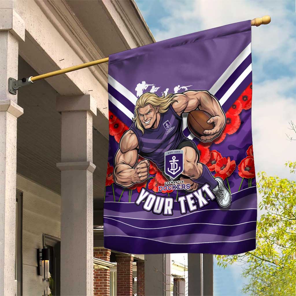 Personalised Fremantle Dockers ANZAC Garden Flag Military Remembrance Australian Football Mascot Camouflage