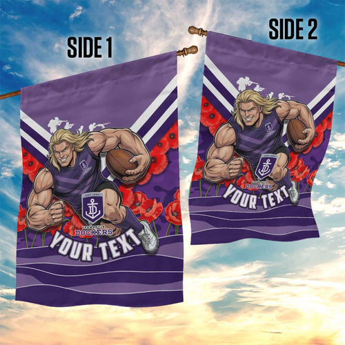 Personalised Fremantle Dockers ANZAC Garden Flag Military Remembrance Australian Football Mascot Camouflage