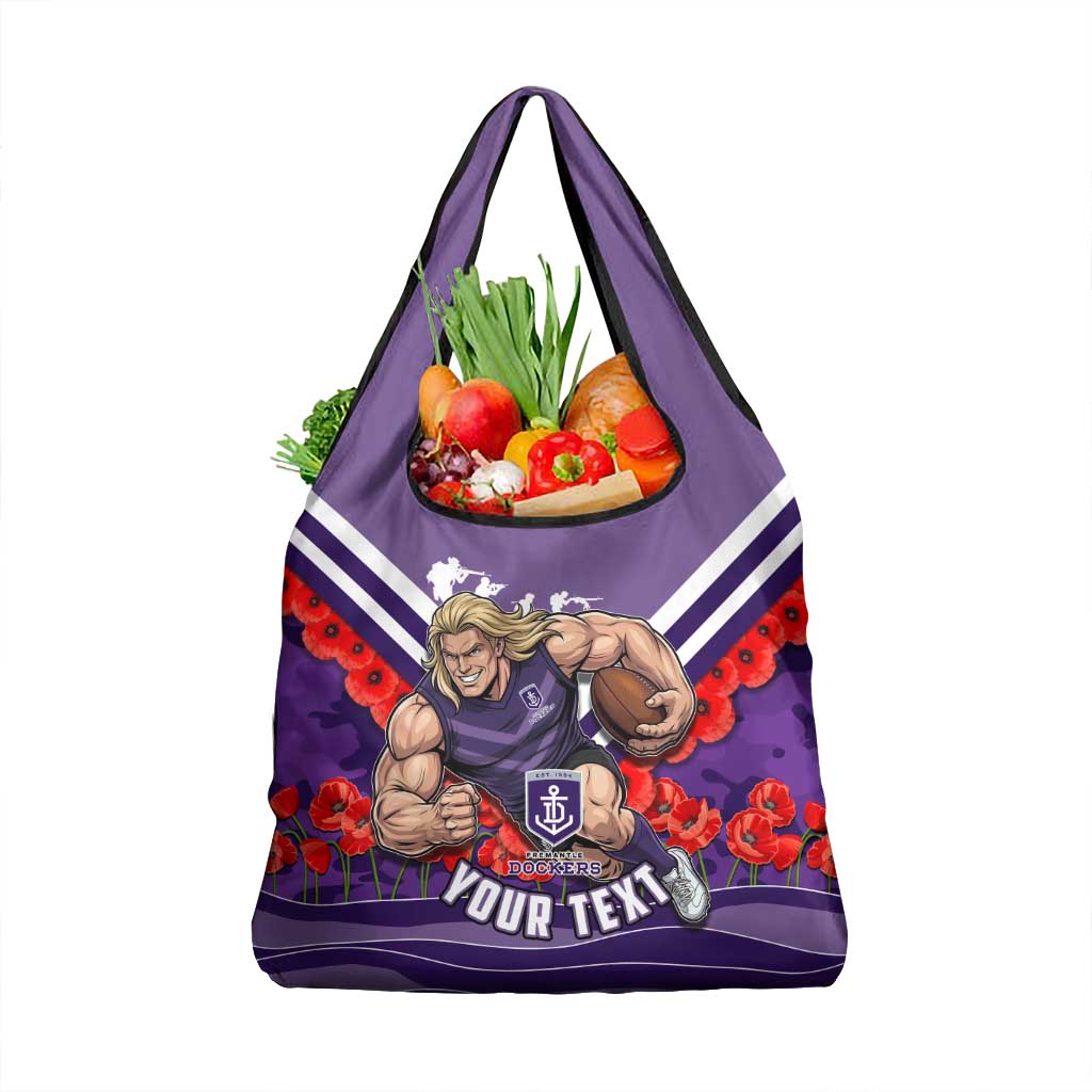 Personalised Fremantle Dockers ANZAC Grocery Bag Military Remembrance Australian Football Mascot Camouflage