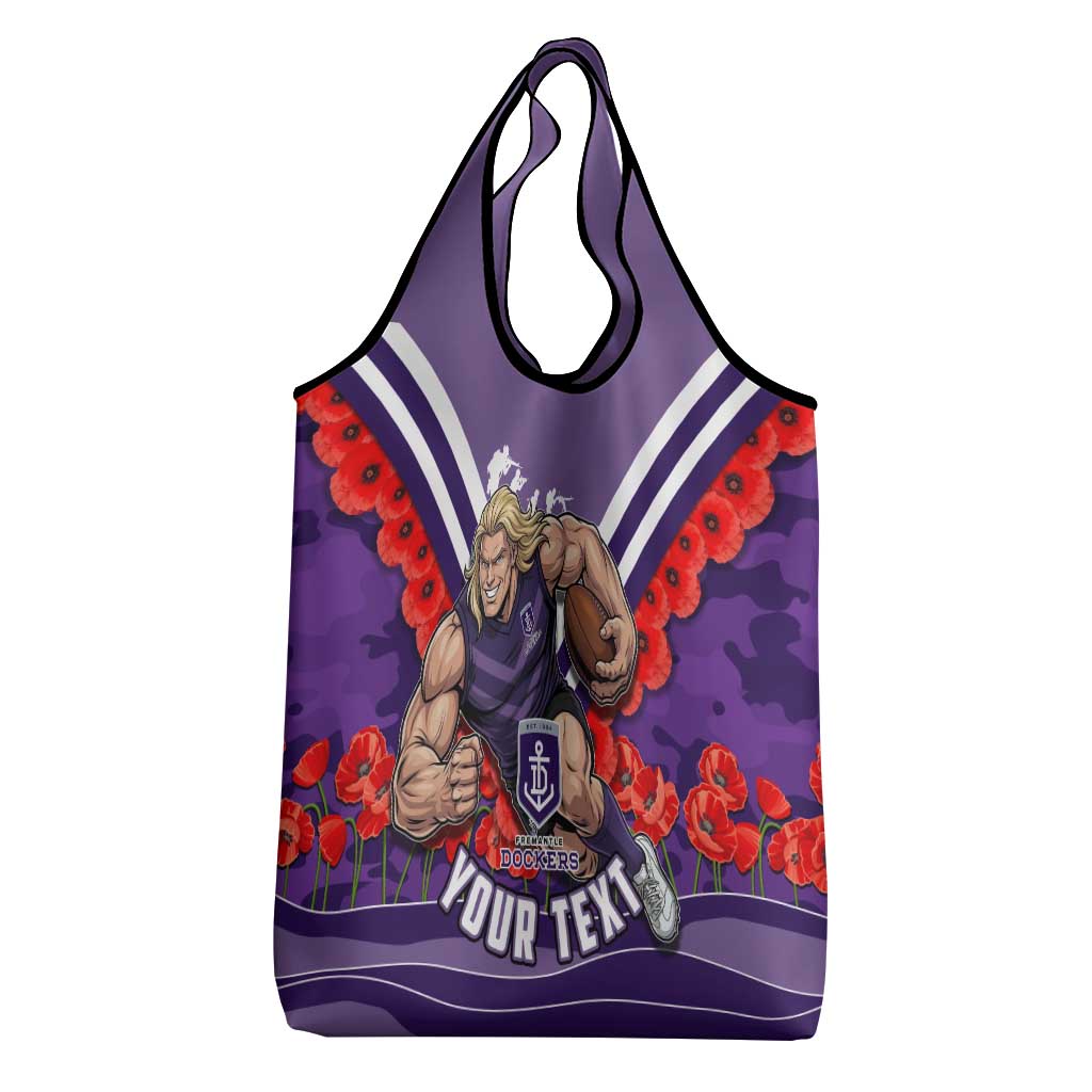 Personalised Fremantle Dockers ANZAC Grocery Bag Military Remembrance Australian Football Mascot Camouflage
