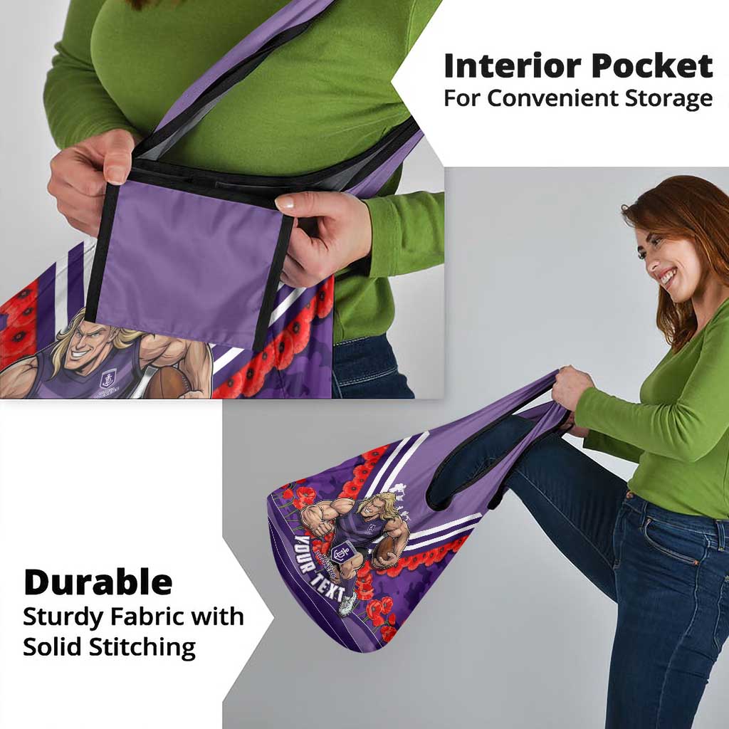 Personalised Fremantle Dockers ANZAC Grocery Bag Military Remembrance Australian Football Mascot Camouflage