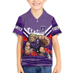 Personalised Fremantle Dockers ANZAC Hawaiian Shirt Military Remembrance Australian Football Mascot Camouflage