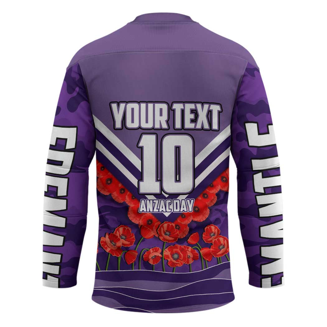 Personalised Fremantle Dockers ANZAC Hockey Jersey Military Remembrance Australian Football Mascot Camouflage
