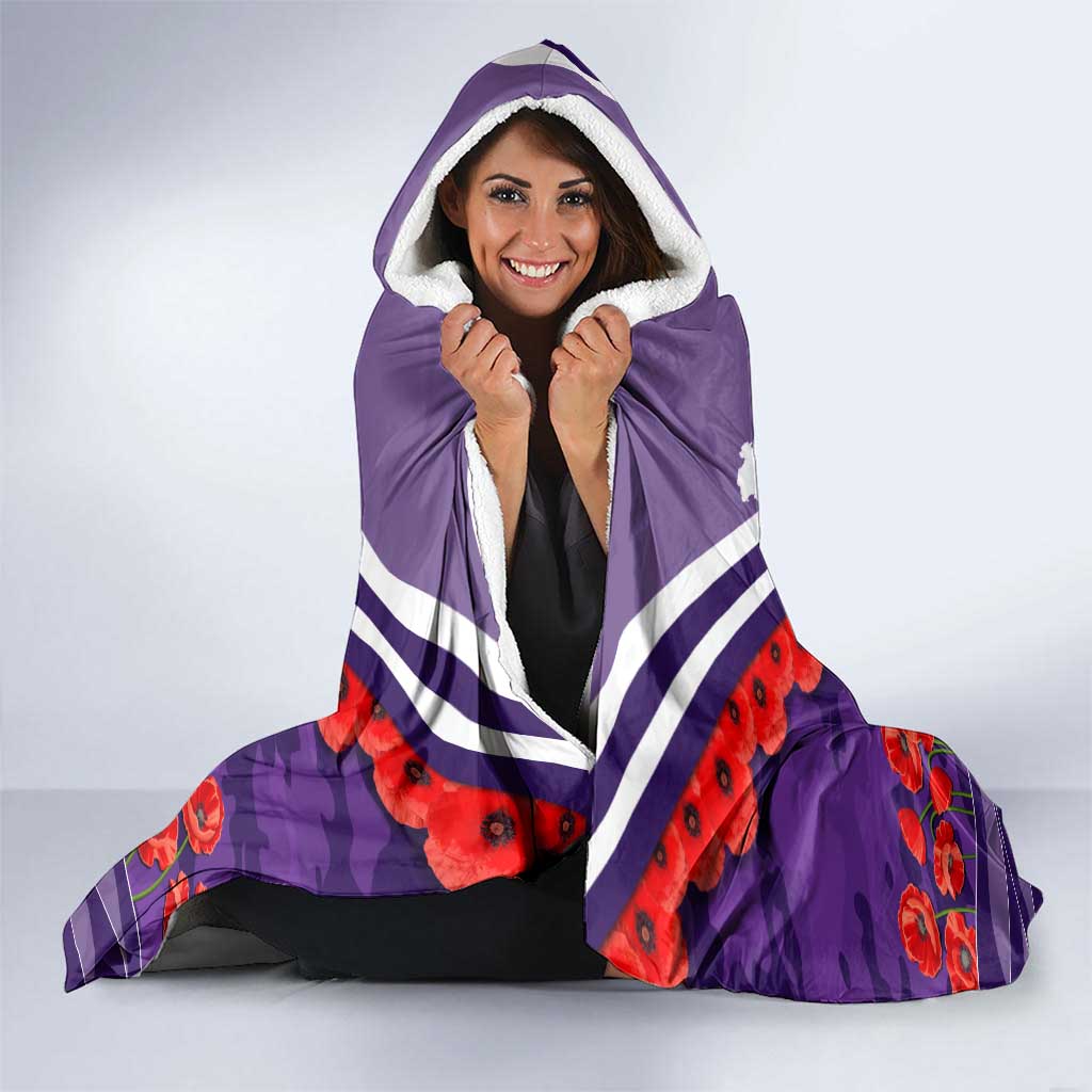 Personalised Fremantle Dockers ANZAC Hooded Blanket Military Remembrance Australian Football Mascot Camouflage