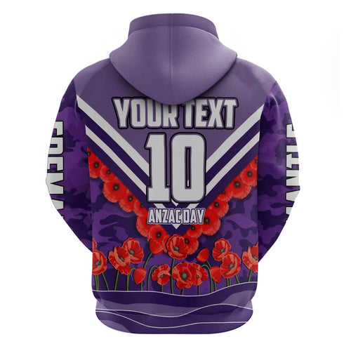 Personalised Fremantle Dockers ANZAC Hoodie Military Remembrance Australian Football Mascot Camouflage