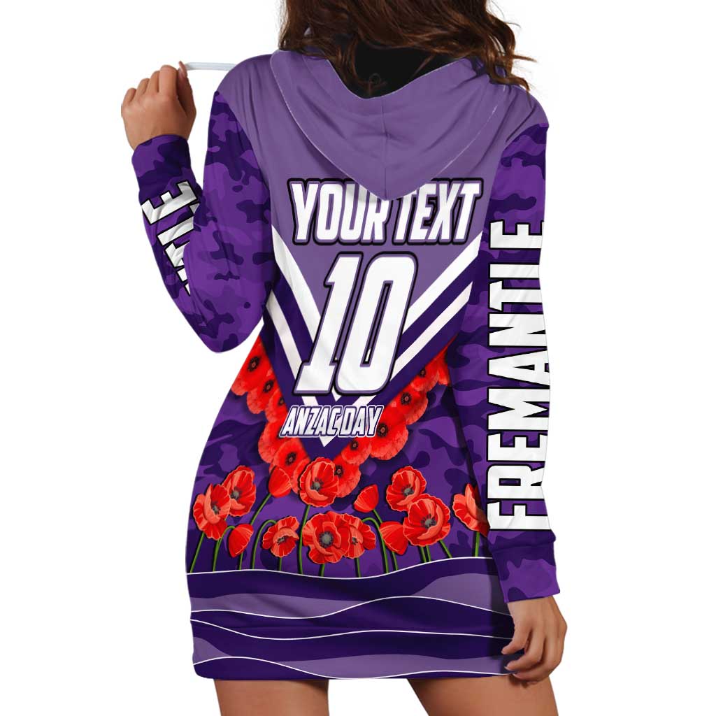 Personalised Fremantle Dockers ANZAC Hoodie Dress Military Remembrance Australian Football Mascot Camouflage