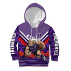 Personalised Fremantle Dockers ANZAC Kid Hoodie Military Remembrance Australian Football Mascot Camouflage