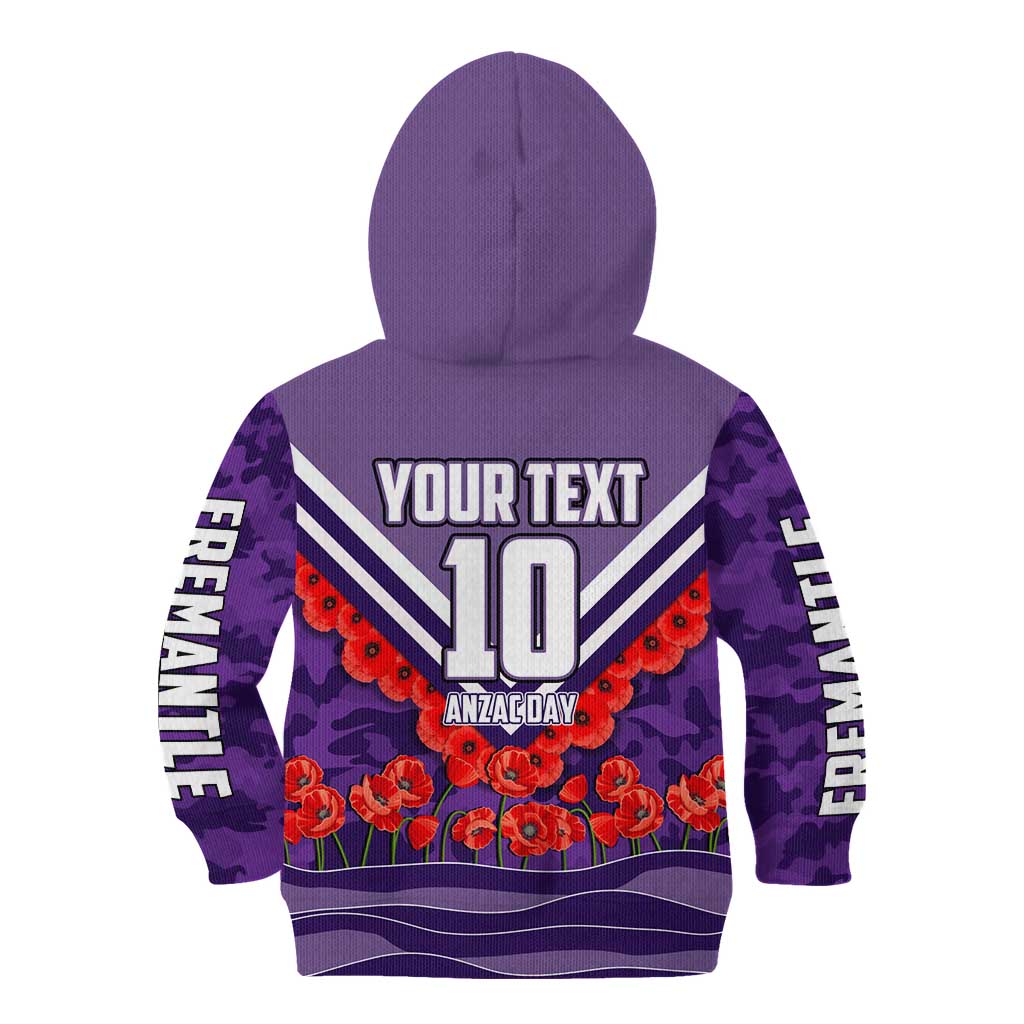 Personalised Fremantle Dockers ANZAC Kid Hoodie Military Remembrance Australian Football Mascot Camouflage
