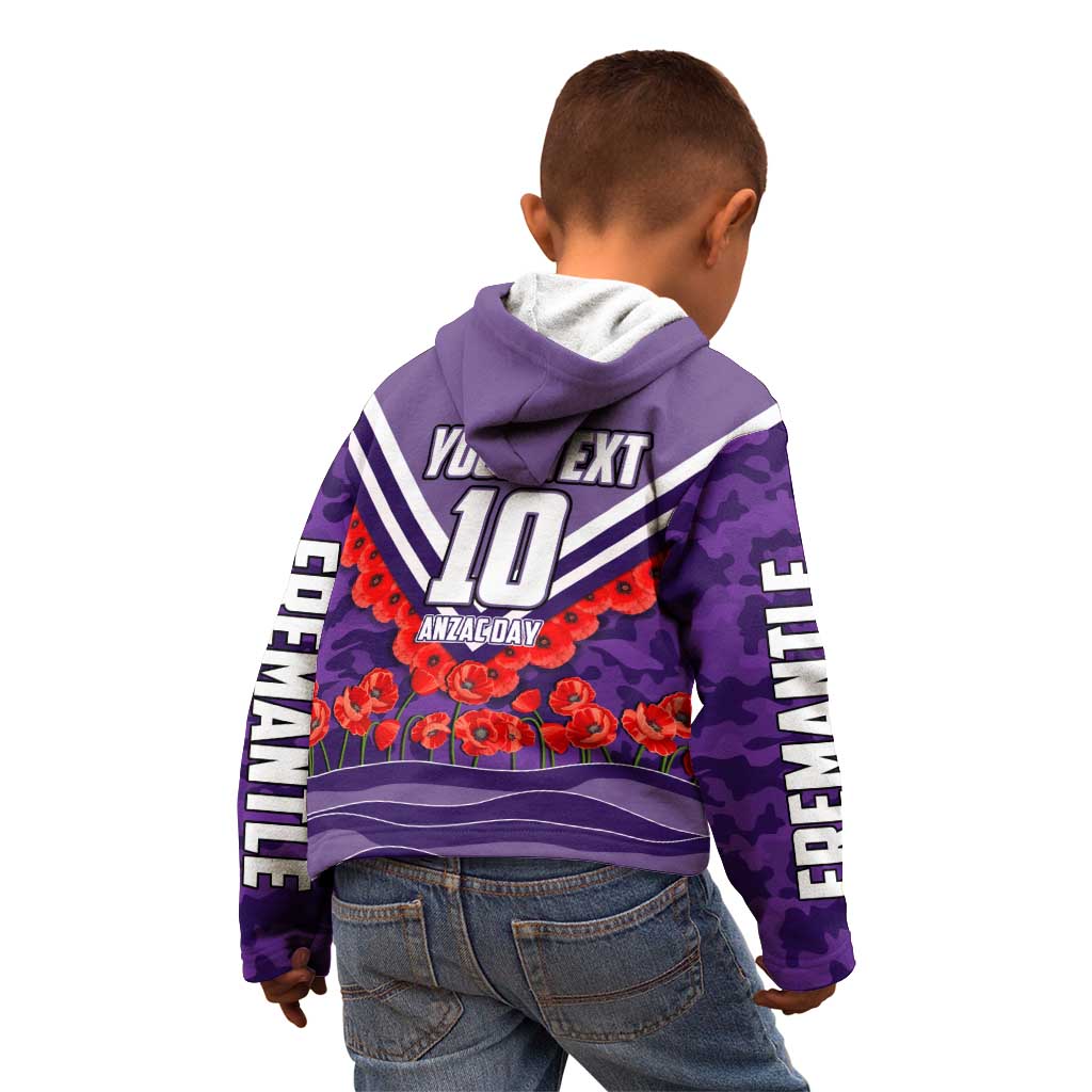 Personalised Fremantle Dockers ANZAC Kid Hoodie Military Remembrance Australian Football Mascot Camouflage
