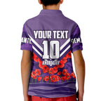 Personalised Fremantle Dockers ANZAC Kid Polo Shirt Military Remembrance Australian Football Mascot Camouflage