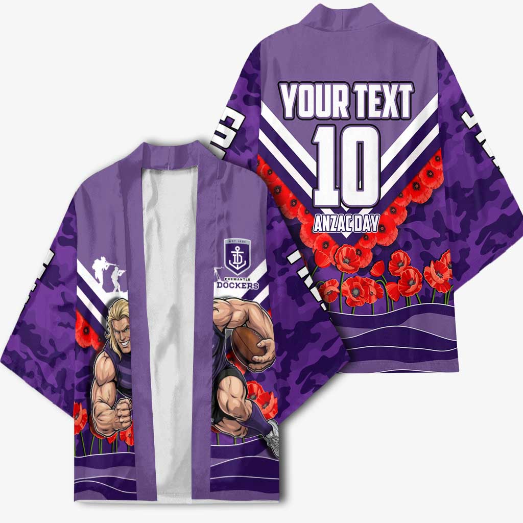 Personalised Fremantle Dockers ANZAC Kimono Military Remembrance Australian Football Mascot Camouflage