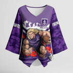 Personalised Fremantle Dockers ANZAC Kimono Sleeve Blouse Military Remembrance Australian Football Mascot Camouflage