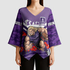 Personalised Fremantle Dockers ANZAC Kimono Sleeve Blouse Military Remembrance Australian Football Mascot Camouflage