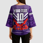 Personalised Fremantle Dockers ANZAC Kimono Sleeve Blouse Military Remembrance Australian Football Mascot Camouflage