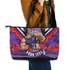 Personalised Fremantle Dockers ANZAC Leather Tote Bag Military Remembrance Australian Football Mascot Camouflage
