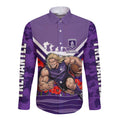 Personalised Fremantle Dockers ANZAC Long Sleeve Button Shirt Military Remembrance Australian Football Mascot Camouflage