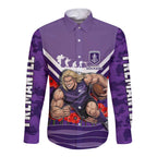 Personalised Fremantle Dockers ANZAC Long Sleeve Button Shirt Military Remembrance Australian Football Mascot Camouflage