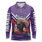 Personalised Fremantle Dockers ANZAC Long Sleeve Polo Shirt Military Remembrance Australian Football Mascot Camouflage