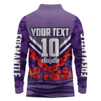 Personalised Fremantle Dockers ANZAC Long Sleeve Polo Shirt Military Remembrance Australian Football Mascot Camouflage