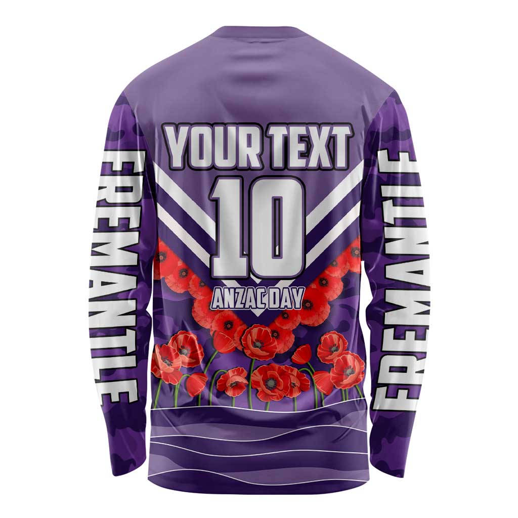 Personalised Fremantle Dockers ANZAC Long Sleeve Shirt Military Remembrance Australian Football Mascot Camouflage