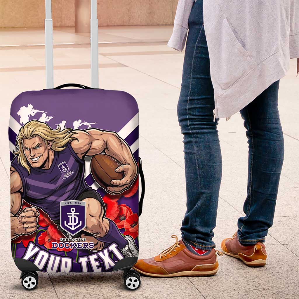 Personalised Fremantle Dockers ANZAC Luggage Cover Military Remembrance Australian Football Mascot Camouflage