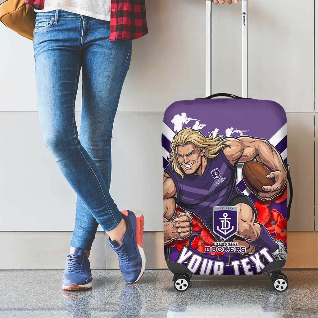 Personalised Fremantle Dockers ANZAC Luggage Cover Military Remembrance Australian Football Mascot Camouflage