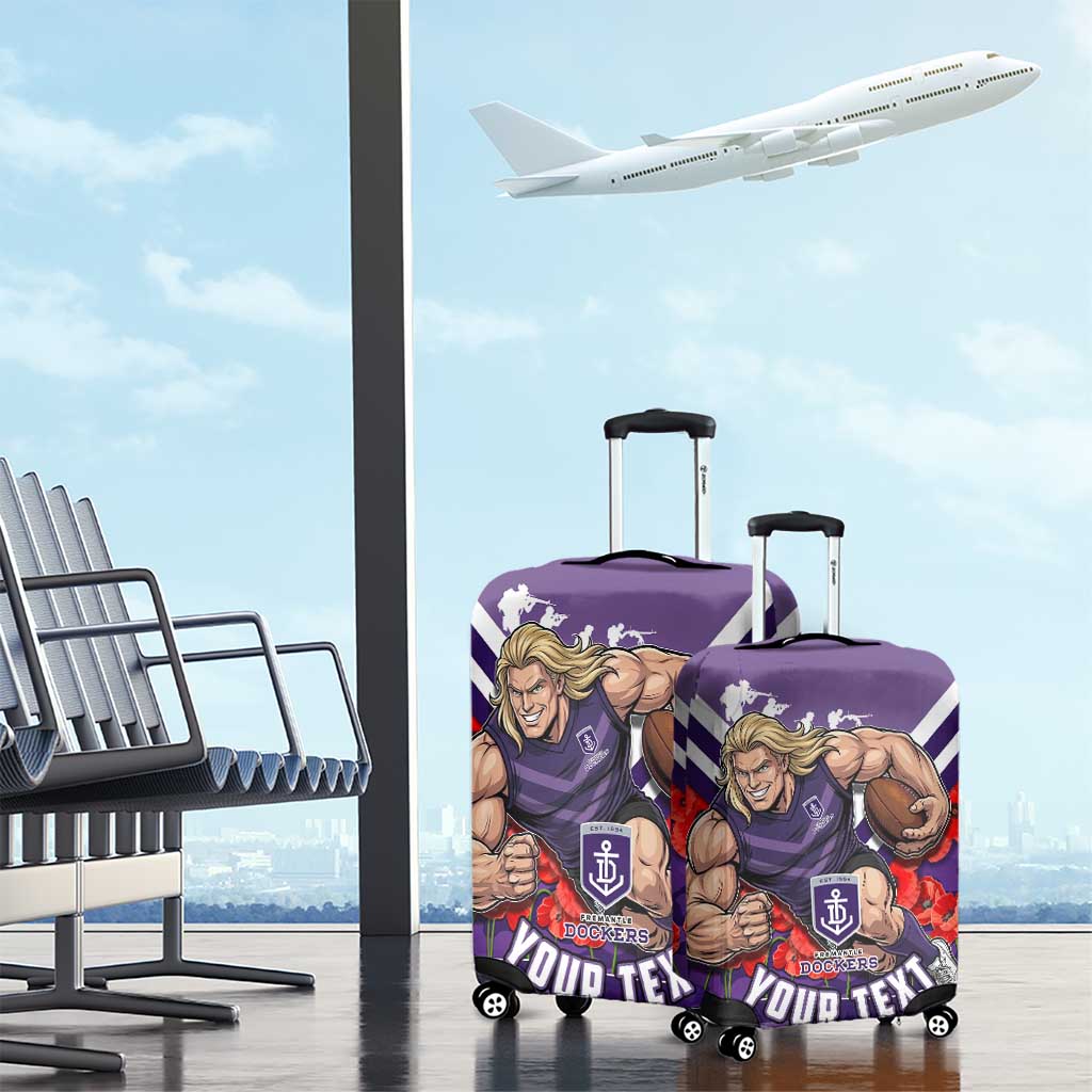 Personalised Fremantle Dockers ANZAC Luggage Cover Military Remembrance Australian Football Mascot Camouflage