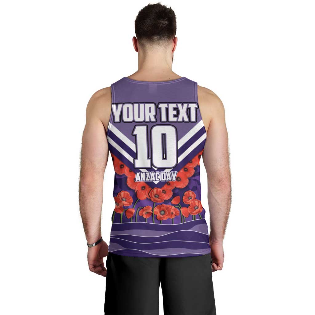 Personalised Fremantle Dockers ANZAC Men Tank Top Military Remembrance Australian Football Mascot Camouflage