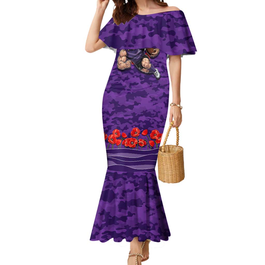 Personalised Fremantle Dockers ANZAC Mermaid Dress Military Remembrance Australian Football Mascot Camouflage