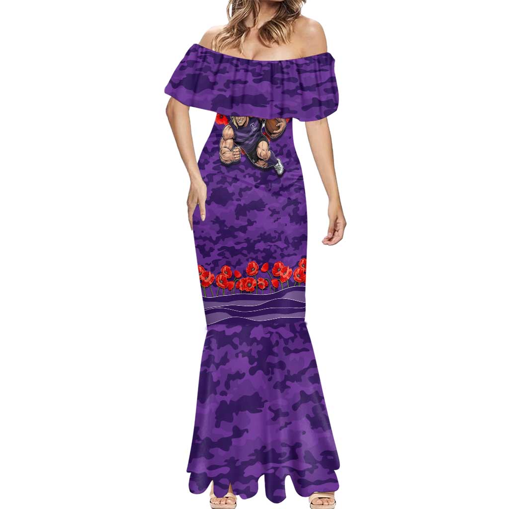 Personalised Fremantle Dockers ANZAC Mermaid Dress Military Remembrance Australian Football Mascot Camouflage