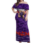 Personalised Fremantle Dockers ANZAC Off Shoulder Maxi Dress Military Remembrance Australian Football Mascot Camouflage