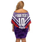 Personalised Fremantle Dockers ANZAC Off Shoulder Short Dress Military Remembrance Australian Football Mascot Camouflage