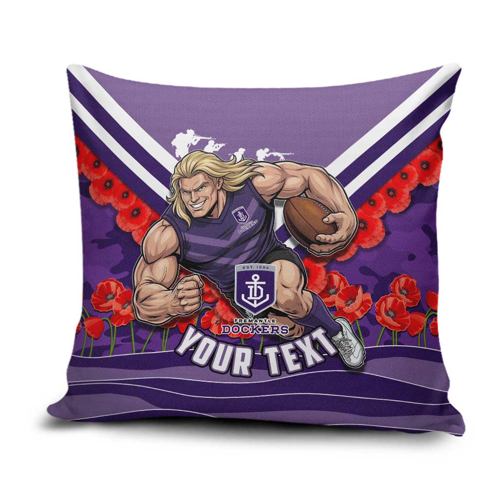 Personalised Fremantle Dockers ANZAC Pillow Cover Military Remembrance Australian Football Mascot Camouflage