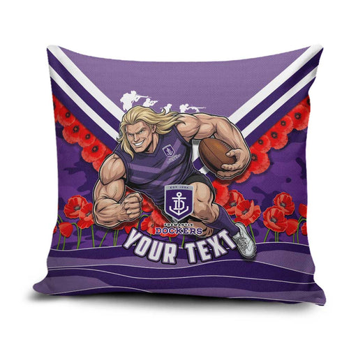 Personalised Fremantle Dockers ANZAC Pillow Cover Military Remembrance Australian Football Mascot Camouflage