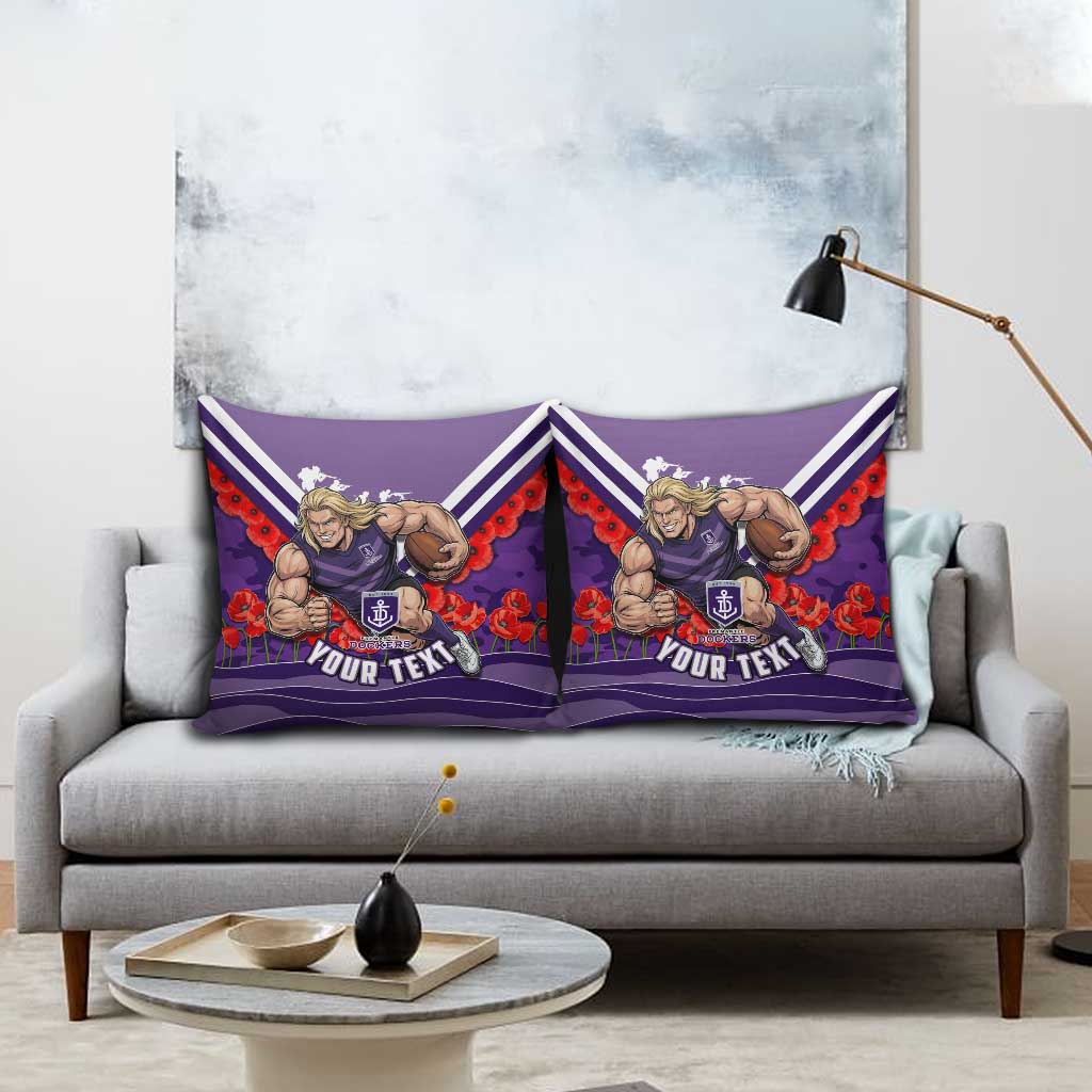 Personalised Fremantle Dockers ANZAC Pillow Cover Military Remembrance Australian Football Mascot Camouflage