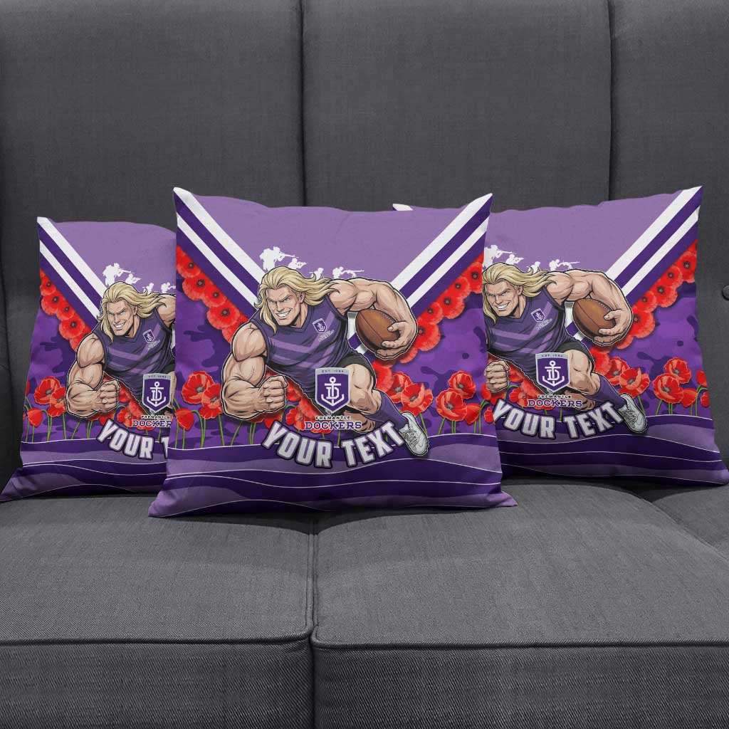 Personalised Fremantle Dockers ANZAC Pillow Cover Military Remembrance Australian Football Mascot Camouflage